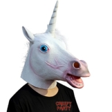 CreepyParty Deluxe Neuheit-Halloween-Kostüm-Party-Latex-Tierkopf-Schablone Einhorn -