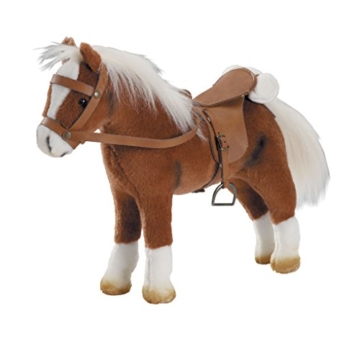 Götz 3401099 Springturniersieger - Pferd mit Sattel und Zaumzeug aus Plüsch - braunes und biegsames Pferd für Kinder ab 3 Jahren -
