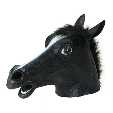 Queenshiny® Latex Pferd Maske Halloween-Party Kostüm (Schwarz) -