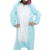 Anbelarui Tier Skelett Pinguin Dinosaurier Panda Einhorn Kostüm Damen Herren Pyjama Jumpsuit Nachtwäsche Halloween Karneval Fasching Cosplay Kleidung S/M/L/XL (M, Blaues Einhorn) - 1