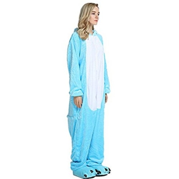 Crazy lin Einhorn Pyjamas Tier Jumpsuit Erwachsene Fasching Kostüm Unisex Sleepsuit Cosplay Nachtwäsche(M, Blau) - 6