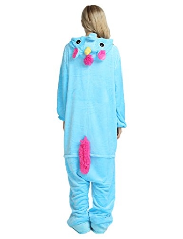 Einhorn Kostüm Pyjama Jumpsuit Cosplay Schalfanzug Festliche Anzug Flanell Tierkostüm Kartonkostüm Tierschalfanzug(XL,Blau) - Mescara - 2