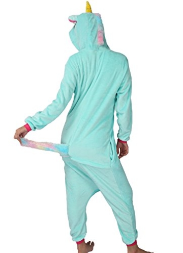 Einhorn Kostüm Pyjamas Tierkostüm Schlafanzug Verkleiden Cosplay Kostüm zum Karneval Fasching (M: für Höhe 158-167 cm, Hellblau) - 2