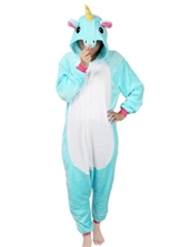 Einhorn Kostüm Pyjamas Tierkostüm Schlafanzug Verkleiden Cosplay Kostüm zum Karneval Fasching (M: für Höhe 158-167 cm, Hellblau) - 1