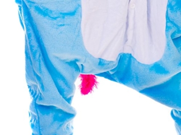 Einhorn Pyjamas Kostüm Jumpsuit Erwachsene Unisex Tier Cosplay Halloween Fasching Karneval Plüsch Schlafanzug Tierkostüme Anzug Flanell, M,Blau - 5