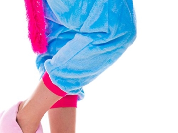 Einhorn Pyjamas Kostüm Jumpsuit Erwachsene Unisex Tier Cosplay Halloween Fasching Karneval Plüsch Schlafanzug Tierkostüme Anzug Flanell, M,Blau - 7