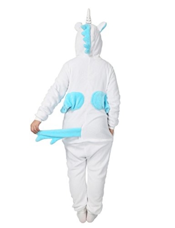 LATH.PIN Tier Pyjama Einhorn Kostüm Karton Tierkostüme Halloween Kostüme Jumpsuit Erwachsene Schlafanzug Unisex Cosplay- Gr, S(Höhe142-155CM), Einhorn blau - 3