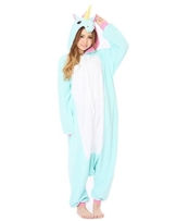 Minetom Einhorn Pyjamas Kostüm Jumpsuit -Karneval Cosplay Tier Schlafanzug Onesize Erwachsene Unisex Blau S - 1