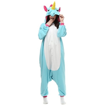 Pyjamas Junge Einhorn Pegasus Erwachsene Unisex Animal Cosplay Overall Pajamas Anime Schlafanzug Jumpsuits Spielanzug Kostüme Blau - 2