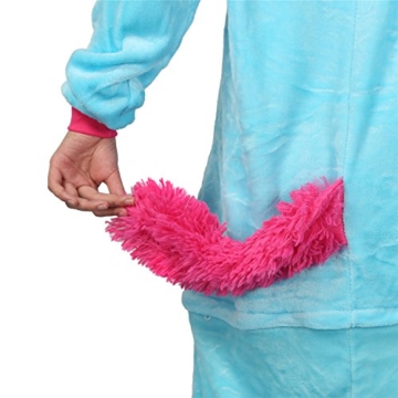 Tier Karton Kostüm Einhorn PyjamaTierkostüme Jumpsuit Erwachsene Schlafanzug Unisex Cosplay XL(Höhe175-182CM) Blau - 7