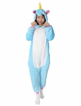 Très Chic Mailanda Einhorn Pyjamas Kostüm Jumpsuit -Karneval Cosplay Tier Schlafanzug Onesies Erwachsene Unisex Kigurumi (Large, Blau) - 1