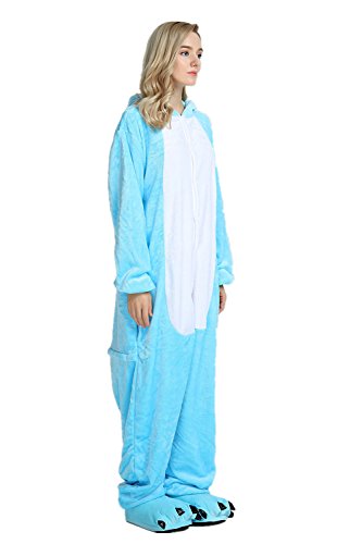 Unicorn Pajamas Cosplay Unicorn Costumes Animals Sleepwear Flannel Jumpsuits Unisex-Adult Nightwear Party Costumes (M, Blau) - 7
