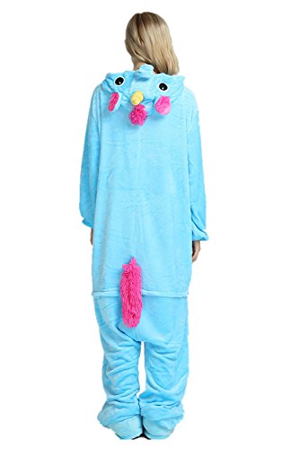 Unicorn Pajamas Cosplay Unicorn Costumes Animals Sleepwear Flannel Jumpsuits Unisex-Adult Nightwear Party Costumes (M, Blau) - 8