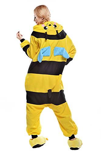 ABYED® Kostüm Jumpsuit Onesie Tier Fasching Karneval Halloween kostüm Erwachsene Unisex Cosplay Schlafanzug- Größe XL -for Höhe 175-181CM, Gelb Biene - 3