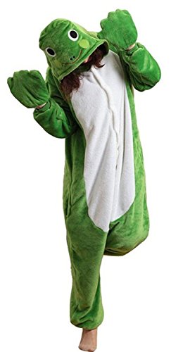 ABYED® Kostüm Jumpsuit Onesie Tier Fasching Karneval Halloween kostüm Erwachsene Unisex Cosplay Schlafanzug- Größe L-für Höhe 164-174CM, Frosch - 3