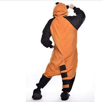 Anbelarui Tier Skelett Pinguin Dinosaurier Panda Einhorn Kostüm Damen Herren Pyjama Jumpsuit Nachtwäsche Halloween Karneval Fasching Cosplay Kleidung S/M/L/XL (L, Waschbär) - 4