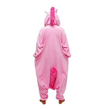 Anebalrui Einhorn Kostüm Tier Jumpsuits Pyjama Oberall Hausanzug Fastnachtskostuem Schlafanzug Schlafanzug Erwachsene Fasching Cosplay Karneval (XL, Rosa Einhorn) - 2