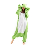 Casa - Erwachsene Unisex Jumpsuit Tier Onesie Tieroutfit Schlafanzug Sleepsuit mit Kapuze Cartoon Fasching Overall Pyjama Cosplay Frosch L - 1