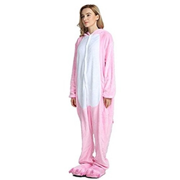 Crazy lin Einhorn Pyjamas Tier Jumpsuit Erwachsene Fasching Kostüm Unisex Sleepsuit Cosplay Nachtwäsche(M, Rosa) - 4