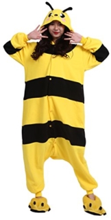 CuteOn Unisex Erwachsene Cartoon Tier Kigurumi Pyjamas Nachtwäsche Mit Kapuze Cosplay Kostüm Gelbe Bienen XL for Höhe 178-187CM - 1