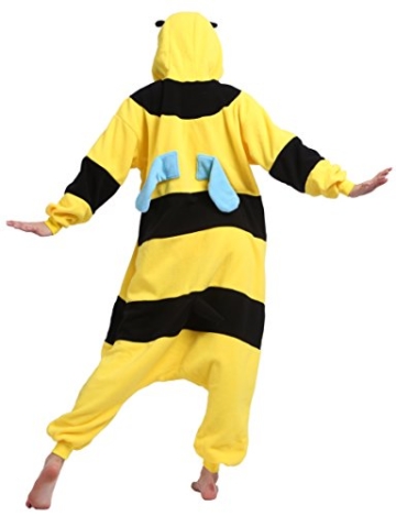 CuteOn Unisex Erwachsene Cartoon Tier Kigurumi Pyjamas Nachtwäsche Mit Kapuze Cosplay Kostüm Gelbe Bienen XL for Höhe 178-187CM - 2