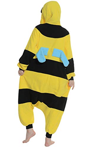 DATO Pyjama Tier Onesies Gelb Biene Erwachsene Kigurumi Unisex Cospaly Nachtwäsche für Hohe 140-187CM - 2