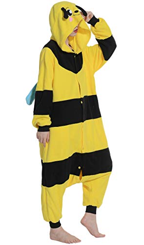 DATO Pyjama Tier Onesies Gelb Biene Erwachsene Kigurumi Unisex Cospaly Nachtwäsche für Hohe 140-187CM - 4