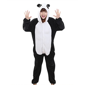 Dihope Panda Kostüm Jumpsuit Cartoon Nachtwäsche Kapuzenkostüm Overall Cosplay Hausanzug Tierschlafanzug Faschingskostüm - 1