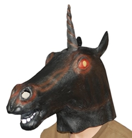 DylunSky New Halloween Schwarzes Einhorn Pferd Latex maske - 1