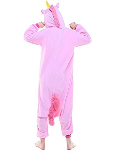 Einhorn Kostüm Pyjama Jumpsuit Cosplay Schalfanzug Festliche Anzug Flanell Tierkostüm Kartonkostüm Tierschalfanzug(S,rosa) - Mescara - 2
