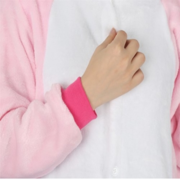 Einhorn Kostüm Pyjama Jumpsuit Cosplay Schalfanzug Festliche Anzug Flanell Tierkostüm Kartonkostüm Tierschalfanzug(S,rosa) - Mescara - 5