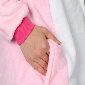 Einhorn Kostüm Pyjama Jumpsuit Cosplay Schalfanzug Festliche Anzug Flanell Tierkostüm Kartonkostüm Tierschalfanzug(S,rosa) - Mescara - 6