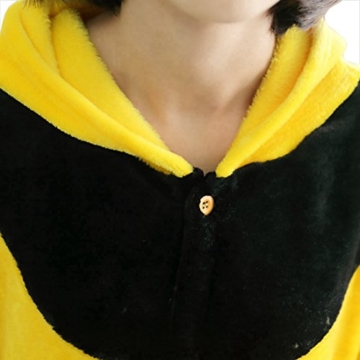 IFLIFE Unisex Erwachsene Pyjamas Cosplay Tier Onesie Nachtwäsche Halloween Schlafanzüge (XL(für die Höhe179-188cm), Biene) - 3