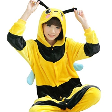 IFLIFE Unisex Erwachsene Pyjamas Cosplay Tier Onesie Nachtwäsche Halloween Schlafanzüge (XL(für die Höhe179-188cm), Biene) - 1