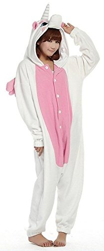 JT-Amigo Damen Herren Tier Kostüm Pyjama Jumpsuit Schlafanzug Overall, Einhorn Rosa Kostüm, Gr. M - 2