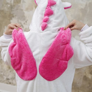 Kenmont Jumpsuit Tier Cartoon Einhorn Pyjama Cosplay Kostüm Overall Sleepsuit Animal Sleepwear Schlafanzug für Kinder / Erwachsene (S, Rosa) - 4