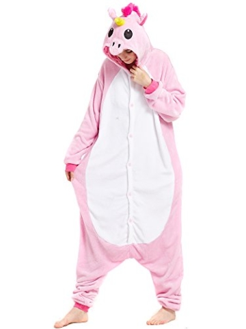 Kigurumi Rosa Einhorn Pyjamas Kostüm Jumpsuit Tier Schlafanzug Erwachsene Unicorn Fasching Cosplay Onesie XL - 3