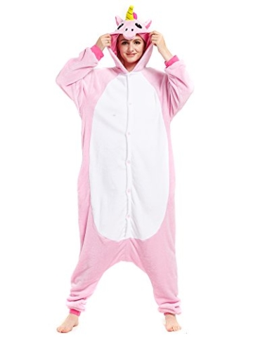 Kigurumi Rosa Einhorn Pyjamas Kostüm Jumpsuit Tier Schlafanzug Erwachsene Unicorn Fasching Cosplay Onesie XL - 4