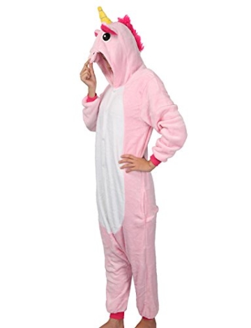 LATH.PIN Tier Pyjama Einhorn Kostüm Karton Tierkostüme Halloween Kostüme Jumpsuit Erwachsene Schlafanzug Unisex Cosplay- Gr, L(Höhe162-175CM), Rosa Pferd - 5
