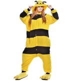 LSERVER-Kostüm Onesie PyjamaTierkostüme Jumpsuit Pyjamas Erwachsene Schlafanzug Unisex Cosplay, Biene Gelb, L(170-178cm) - 1