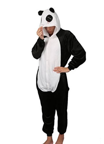 Luojida Pyjamas Einhorn Kostüm Jumpsuit Schlafanzug Plüschtier Flanell Cosplay Karneval Fasching (XL: für Höhe 178-187, Panda) - 3