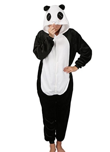 Luojida Pyjamas Einhorn Kostüm Jumpsuit Schlafanzug Plüschtier Flanell Cosplay Karneval Fasching (XL: für Höhe 178-187, Panda) - 1
