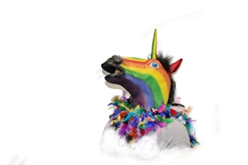 Maske Einhorn Regenbogenfarbe Rainbow Einhornmaske hochwertig Pferdemaske Phantasiefigur Fantasie Unicorn Tiermaske Vollmaske Kostümergänzung Gesichtsmaske Latexmaske Maskerade - 5