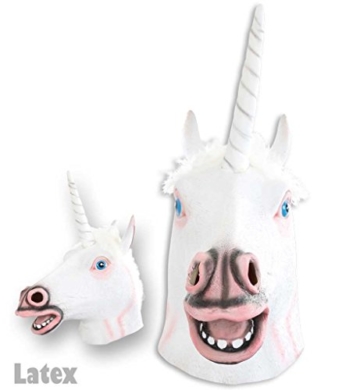 Maske Einhorn weiß Einhornmaske hochwertig Pferdemaske Phantasiefigur Fantasie Unicorn Tiermaske Vollmaske Kostümergänzung Gesichtsmaske Latexmaske - 2