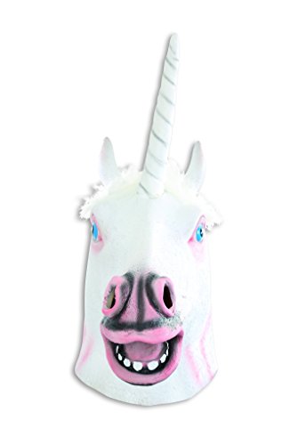 Maske Einhorn weiß Einhornmaske hochwertig Pferdemaske Phantasiefigur Fantasie Unicorn Tiermaske Vollmaske Kostümergänzung Gesichtsmaske Latexmaske - 3