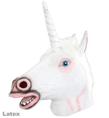 Maske Einhorn weiß Einhornmaske hochwertig Pferdemaske Phantasiefigur Fantasie Unicorn Tiermaske Vollmaske Kostümergänzung Gesichtsmaske Latexmaske - 1