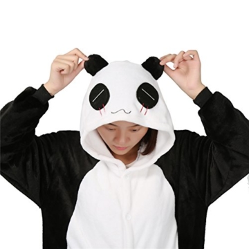 Mescara Einhorn Kostüm Pyjama Jumpsuit Cosplay Schalfanzug Festliche Anzug Flanell Tierkostüm Kartonkostüm Tierschalfanzug (S/EU34, Panda) - 4