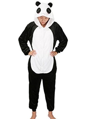 Mescara Einhorn Kostüm Pyjama Jumpsuit Cosplay Schalfanzug Festliche Anzug Flanell Tierkostüm Kartonkostüm Tierschalfanzug (S/EU34, Panda) - 1