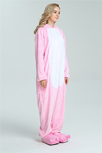 Missley Einhorn Pyjamas Kostüm Overall Tier Nachtwäsche Erwachsene Unisex Cosplay (S, pink) - 7