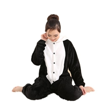 Misslight Einhorn Pyjama Damen Jumpsuits Tieroutfit Tierkostüme Schlafanzug Tier Sleepsuit mit Einhorn Kostüme festival tauglich Erwachsene (M, Panda) - 7